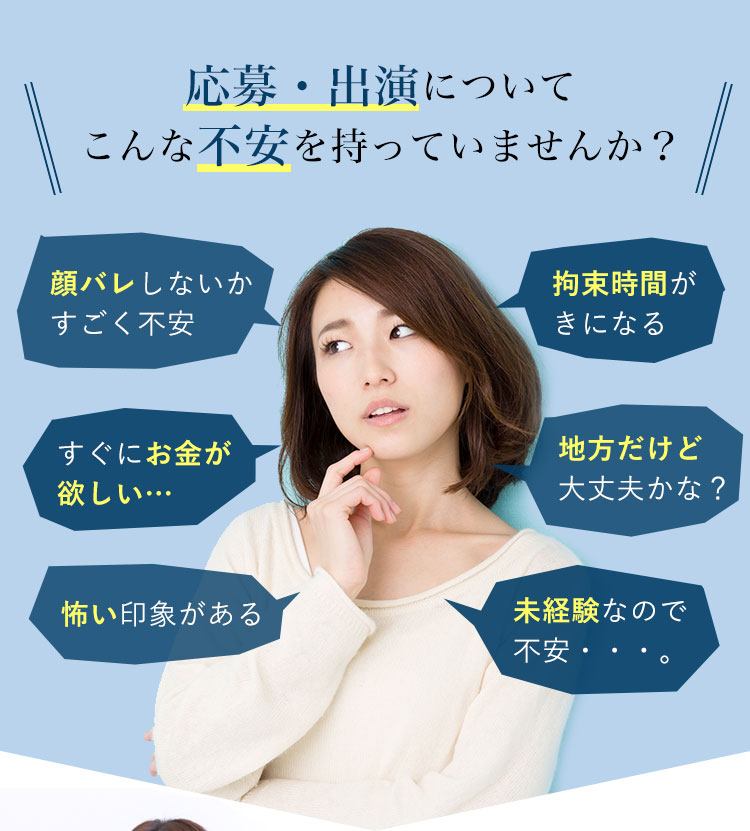 応募・出演についてこんな不安を持っていませんか?